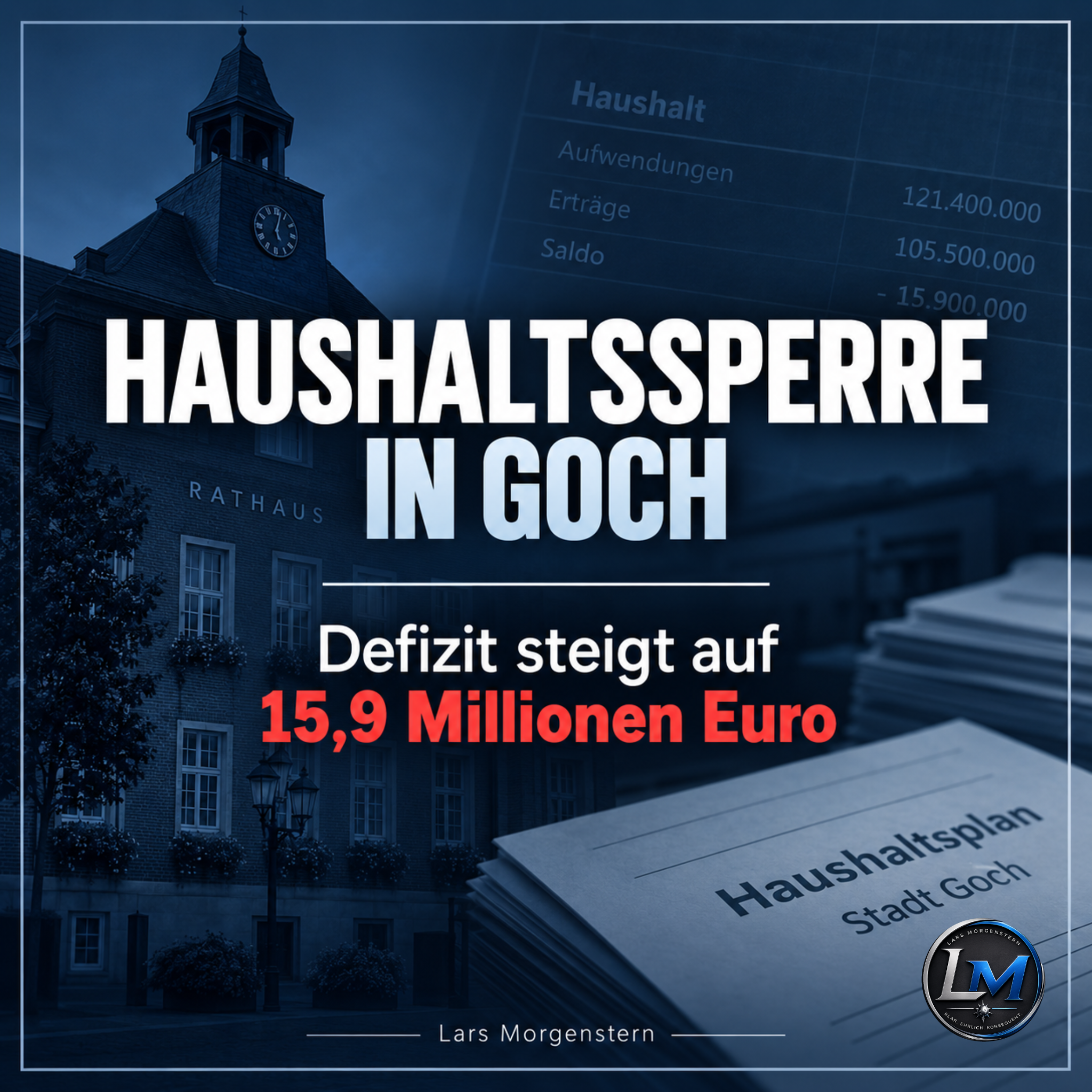 Haushaltssperre in Goch – Defizit steigt auf 15,9 Millionen Euro